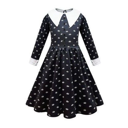 Traje de cosplay o disfras Wednesday Addams para niñas