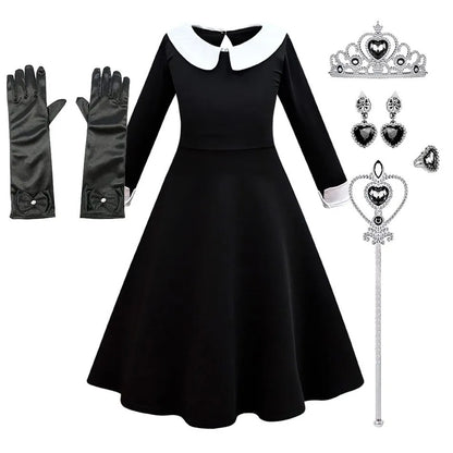 Traje de cosplay o disfras Wednesday Addams para niñas