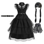 Traje de cosplay o disfras Wednesday Addams para niñas