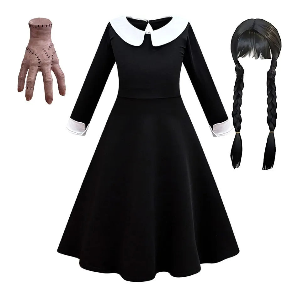 Traje de cosplay o disfras Wednesday Addams para niñas