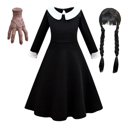 Traje de cosplay o disfras Wednesday Addams para niñas