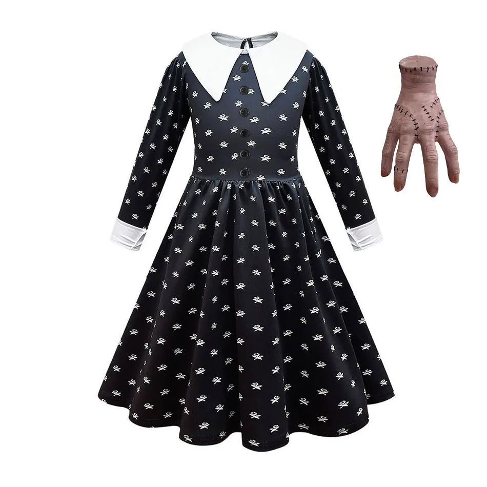 Traje de cosplay o disfras Wednesday Addams para niñas