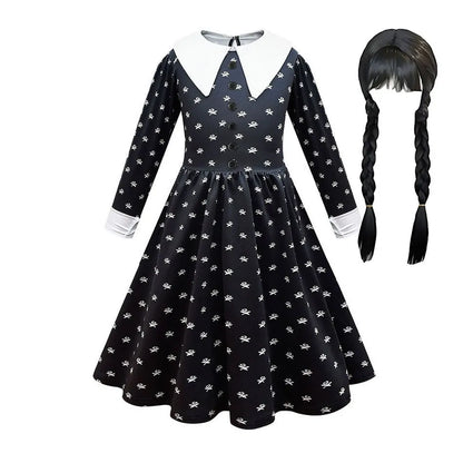 Traje de cosplay o disfras Wednesday Addams para niñas