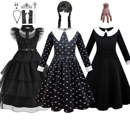 Traje de cosplay o disfras Wednesday Addams para niñas