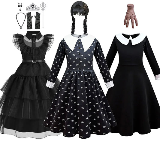 Traje de cosplay o disfras Wednesday Addams para niñas