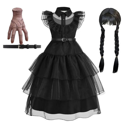 Traje de cosplay o disfras Wednesday Addams para niñas
