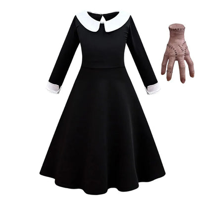 Accesorios y Traje de cosplay o disfras Wednesday Addams para niñas