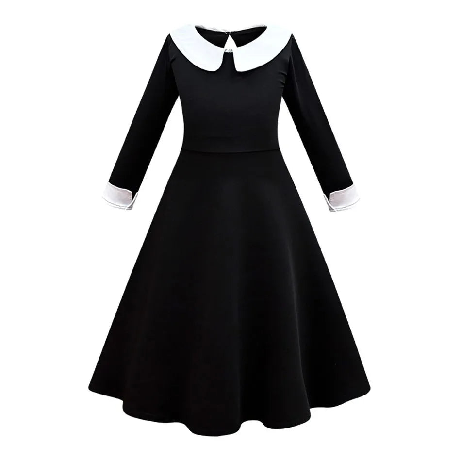 Accesorios y Traje de cosplay o disfras Wednesday Addams para niñas