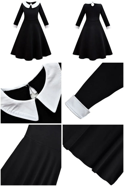 Traje de cosplay o disfras Wednesday Addams para niñas