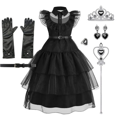 Traje de cosplay o disfras Wednesday Addams para niñas