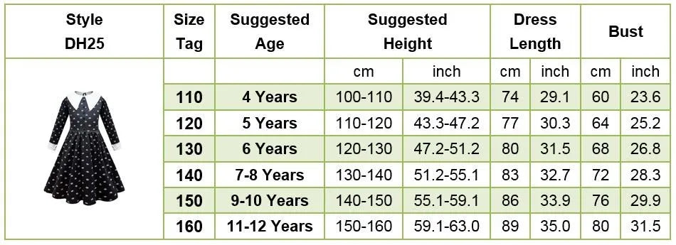 Traje de cosplay o disfras Wednesday Addams para niñas