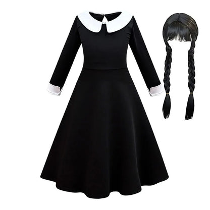 Traje de cosplay o disfras Wednesday Addams para niñas