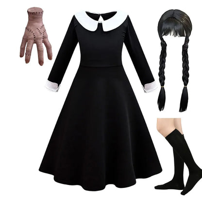 Traje de cosplay o disfras Wednesday Addams para niñas
